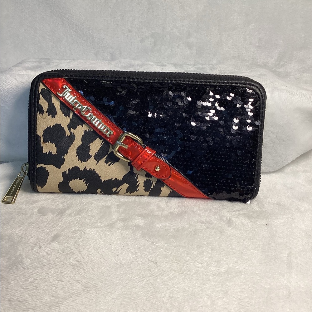 JUICY COUTURE Leopard Cheetah Animal Sequins Print Wallet Y2K